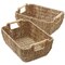 Casafield Set of 2 Water Hyacinth Seagrass Oval Storage Baskets with Wooden Handles - Woven Bin Organizers